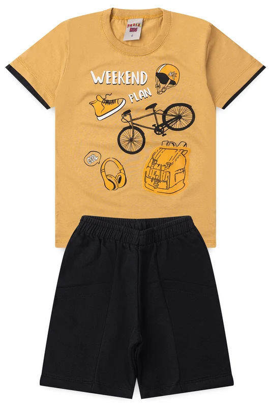 Conjunto de Verão para Menino Weekend Plan Caqui 1