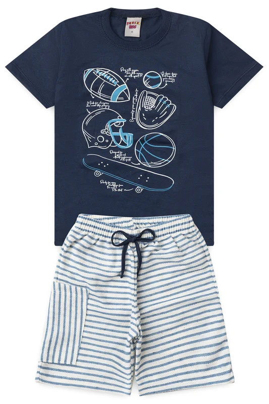 Conjunto de Verão para Menino Esporte em Ação Marinho 1