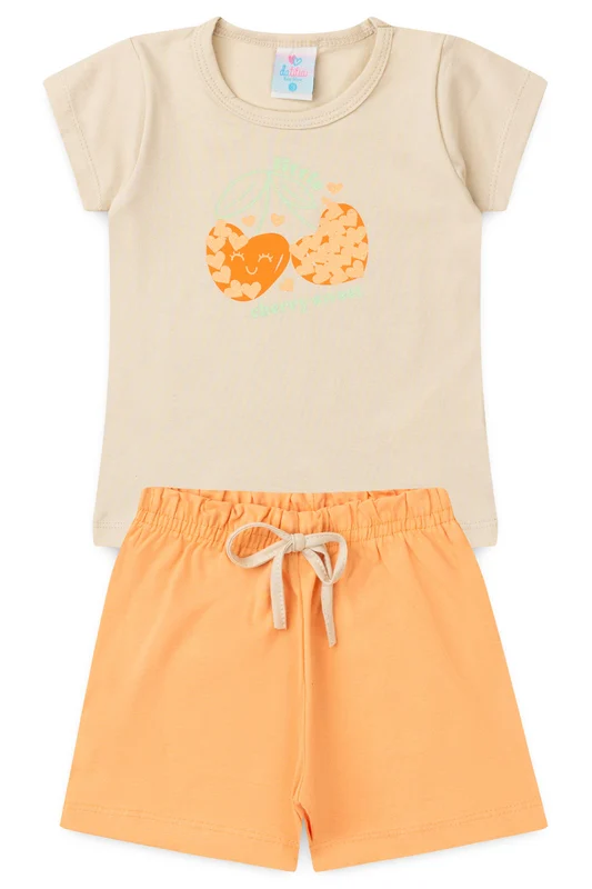 Conjunto de Verão para Menina Doce Refresco Bege M