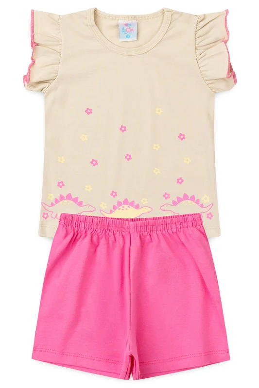 Conjunto de Verão para Menina Jardim Encantado Bege M