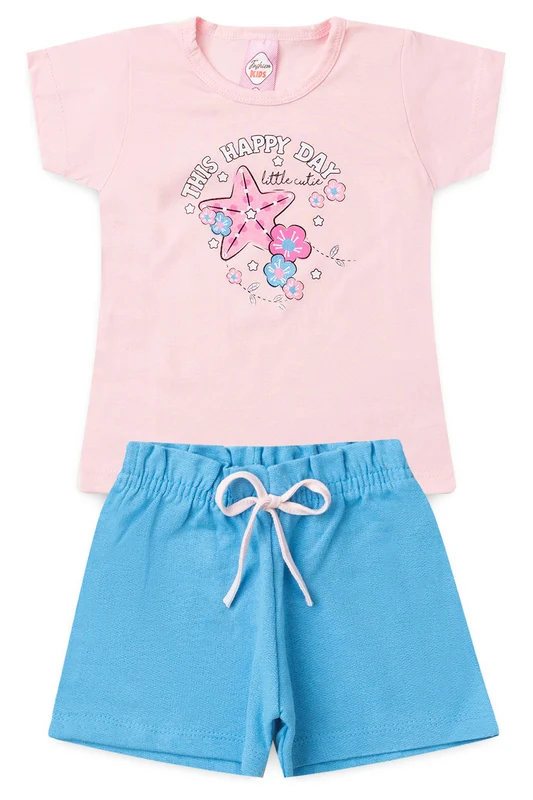 Conjunto de Verão para Menina Dia Feliz Rosa 1
