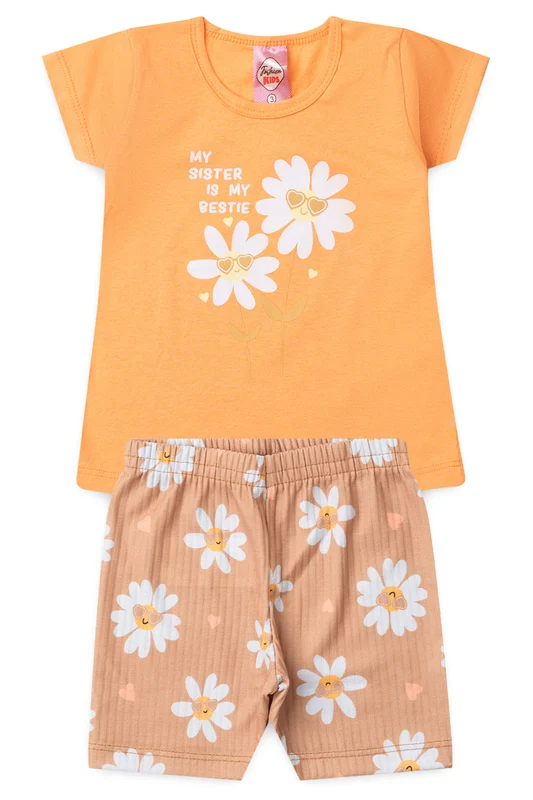 Conjunto de Verão para Menina Melhores Irmãs Salmão 1