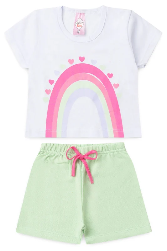 Conjunto de Verão para Menina Arco-Íris Encantado Branca 1