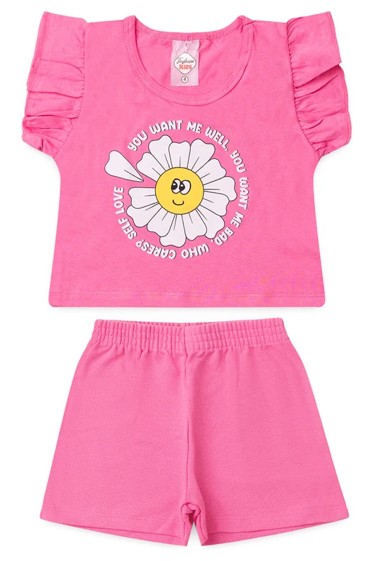 Conjunto de Verão para Menina Florescer Pink 1