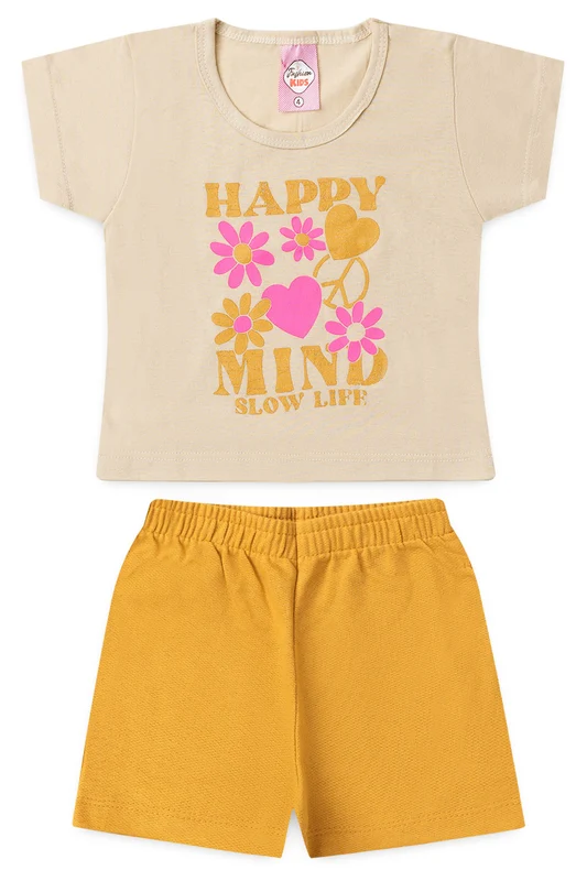 Conjunto de Verão para Menina Mente Feliz Bege 1