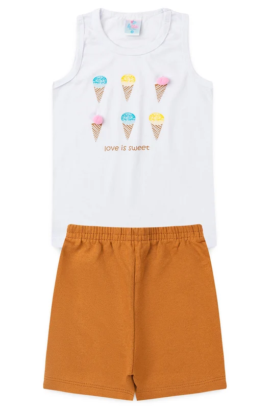 Conjunto de Verão para Menina Doce Amor Branco 1