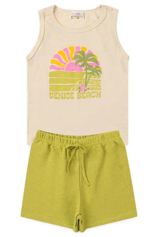 Conjunto de Verão para Menina Praia de Venice Bege 1