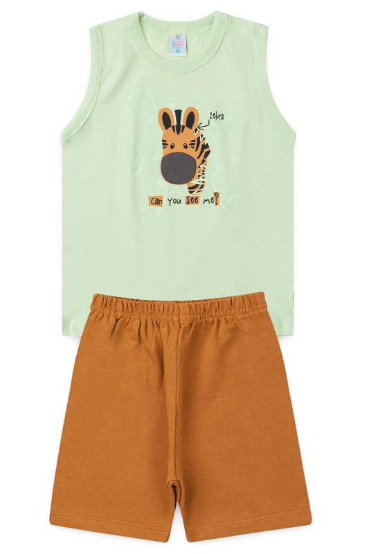 Conjunto de Verão para Menino Girafinha Curiosa Verde M