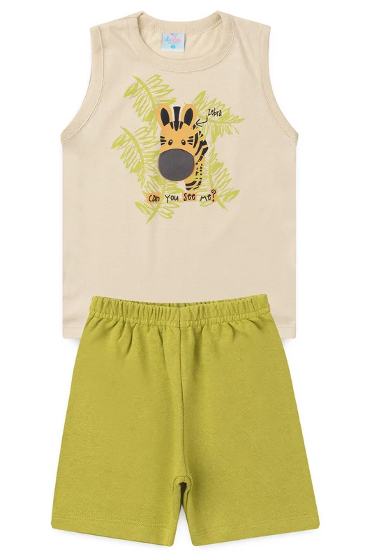 Conjunto de Verão para Menino Girafinha Curiosa Bege M