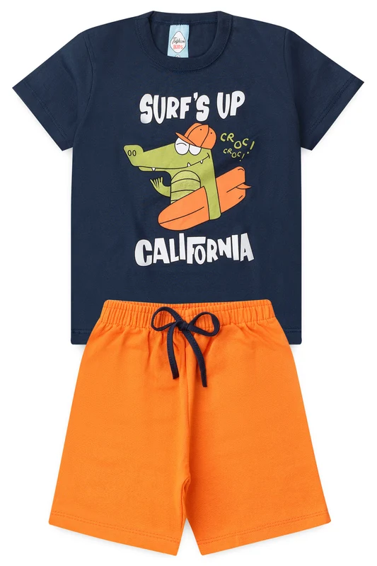Conjunto de Verão para Menino Jacaré Surfista Marinho M
