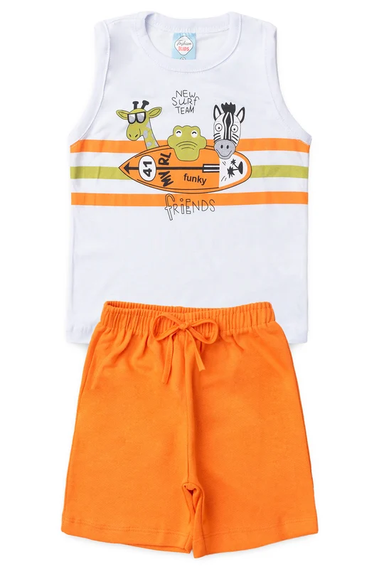 Conjunto de Verão para Menino Turma do Surf Branco M