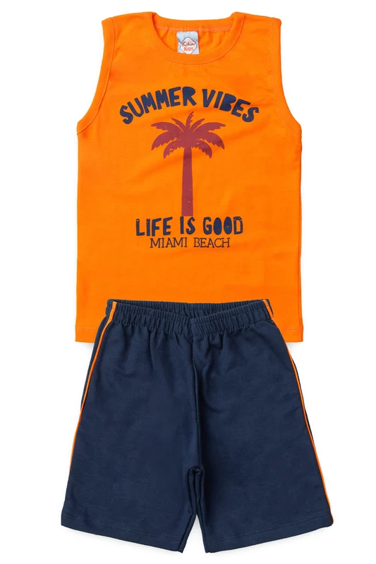Conjunto de Verão para Menino Vibes de Miami Laranja 1