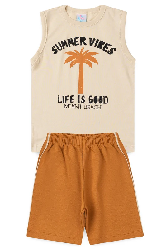 Conjunto de Verão para Menino Vibes de Miami Bege 1