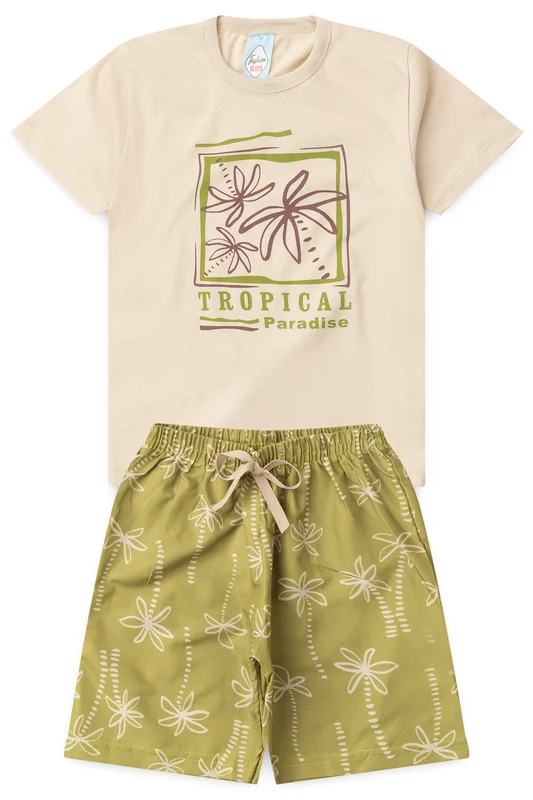 Conjunto de Verão para Menino Paraíso dos Coqueiros Bege 1
