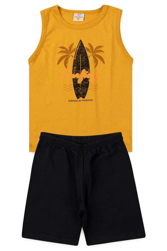 Conjunto de Verão para Menino Prancha Radical Mostarda 1