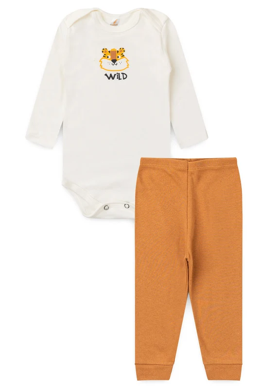 Conjunto Body para Bebê Menino Pequeno Aventureiro Marfim P