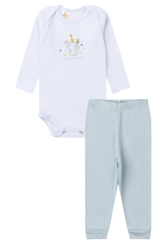 Conjunto Body para Bebê Oi Mundo Branco P