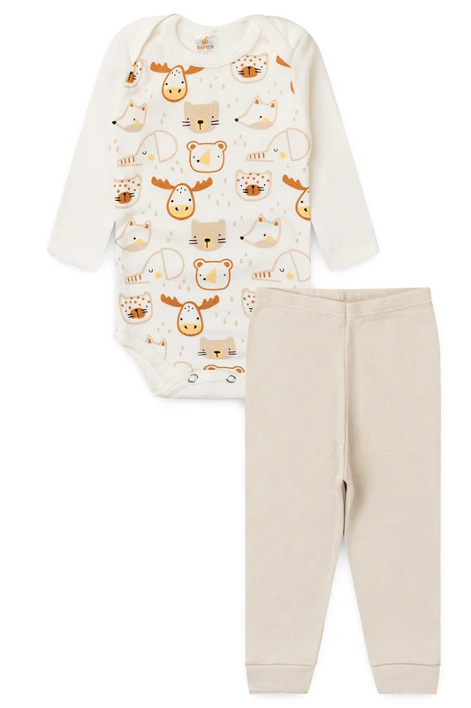Conjunto Body para Bebê Bichinhos Fofos Marfim P