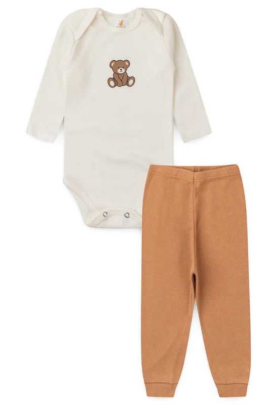 Conjunto Body para Bebê Menino Doce Ursinho Marfim P