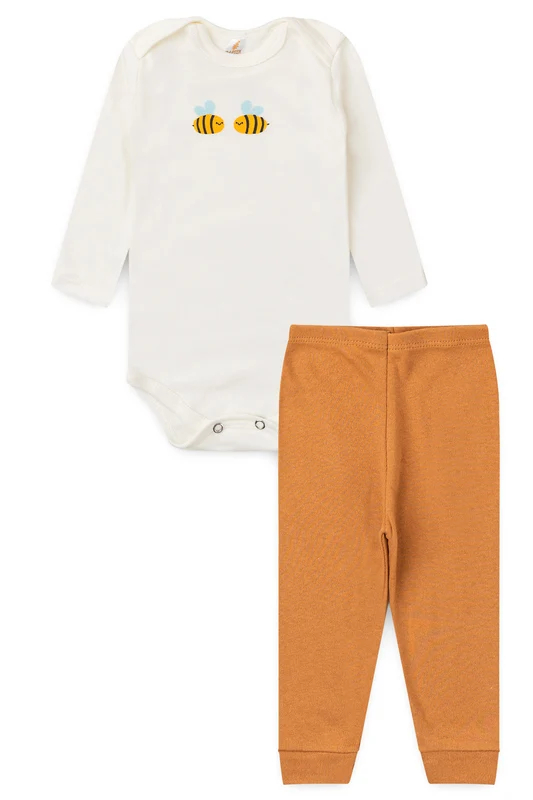 Conjunto Body para Bebê Menina Abelhinha Doce Marfim P
