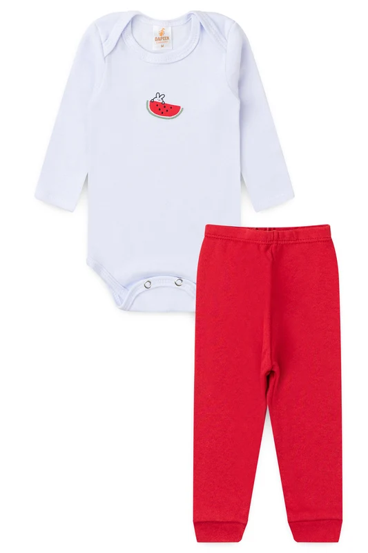 Conjunto Body para Bebê Menina Melancia Doce Branco P