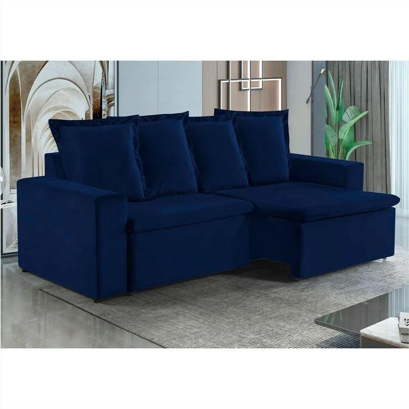Sofa Donatello 2 Lugares Pes De Madeira Talento Móveis Azul Com Castanho