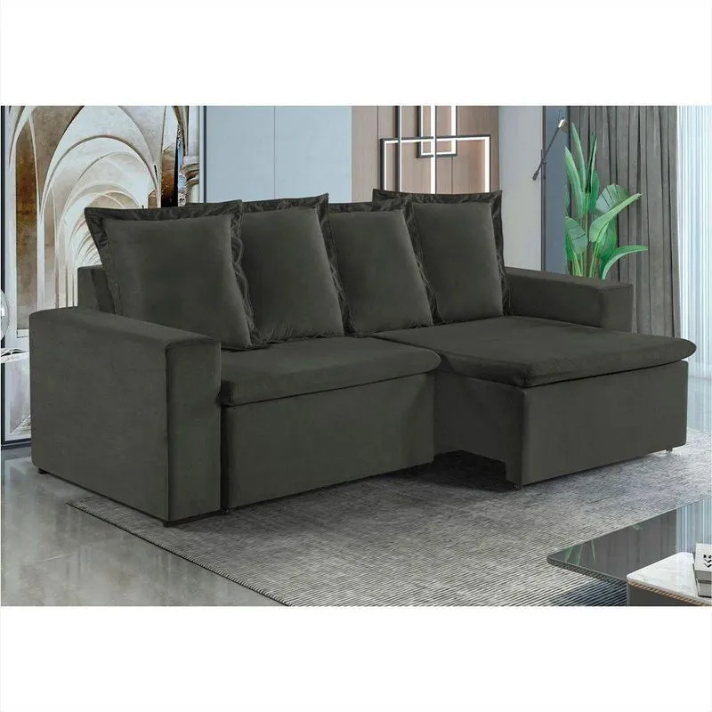 Sofa Donatello 2 Lugares Pés De Madeira Talento Móveis Prata Com Castanho