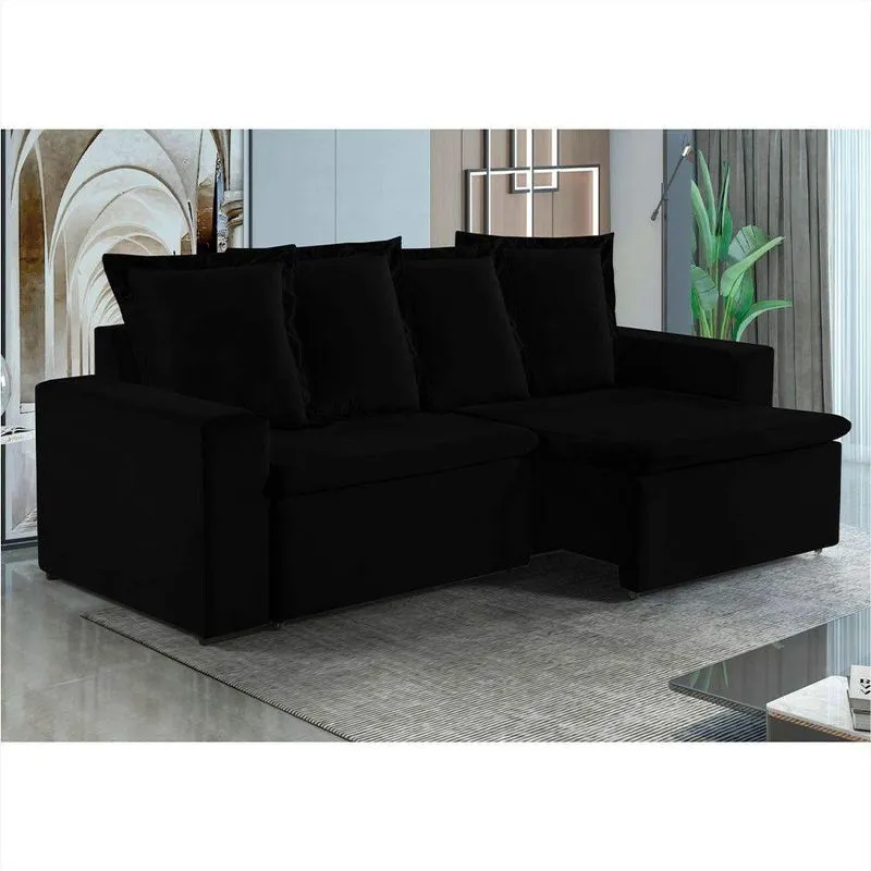 Sofa Donatello 2 Lugares Pés De Madeira Talento Móveis Preto Com Castanho