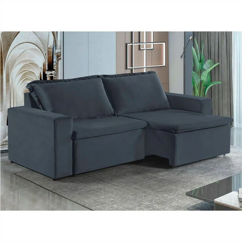 Sofa Malibu 2 Lugares 180 Cm Pes De Madeira Talento Móveis Grafite Com Castanho