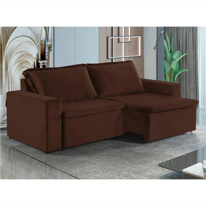 Sofa Malibu 2 Lugares 180 Cm Pes De Madeira Talento Móveis Caramelo Com Castanho