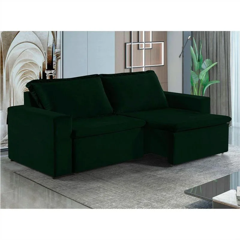 Sofa Malibu 2 Lugares 180 Cm Pes De Madeira Talento Móveis Verde Com Castanho