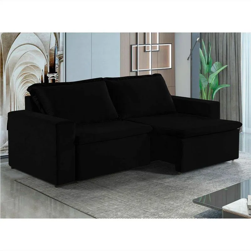 Sofa Malibu 2 Lugares 200 Cm Pes De Madeira Talento Móveis Preto Com Castanho