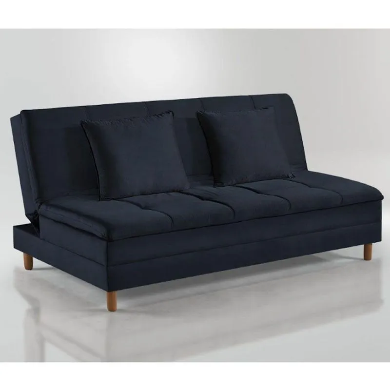 Sofá Cama Vegas 185cm Pé De Madeira Talento Móveis Preto