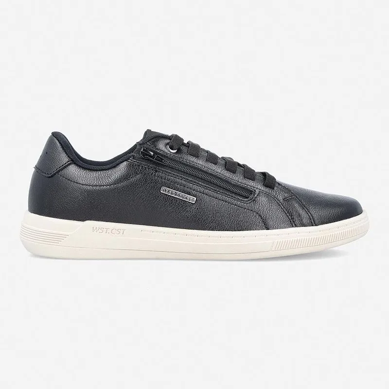 Tênis Casual West Coast Fast Preto e Creme Calce Fácil 44