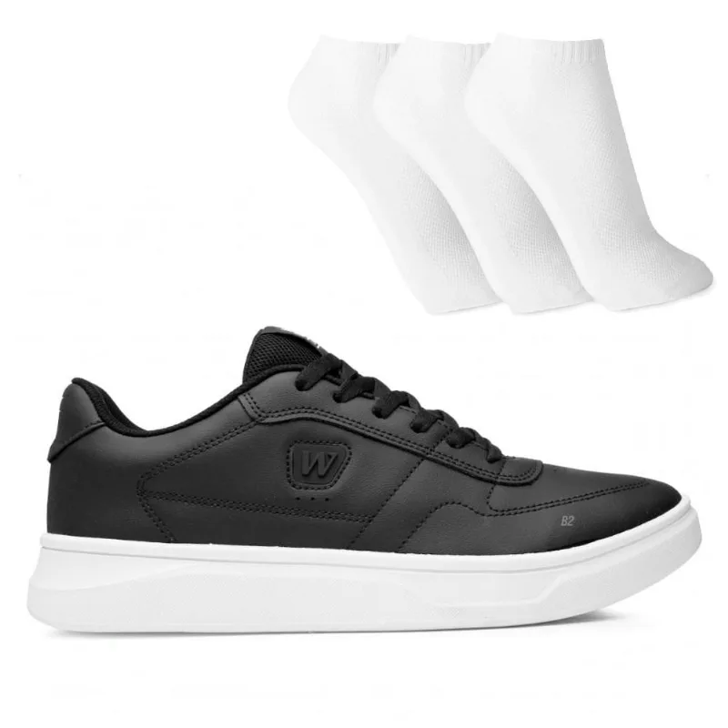 Tênis Masculino West Coast WC 259 Detroit + 3 Pares de Meias 38 / Preto / Branco
