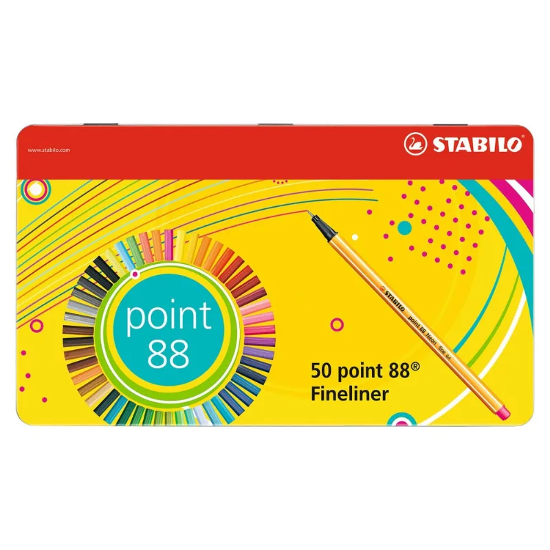 Caneta Stabilo Point 88 Estojo Metálico 50 Cores 0.4mm