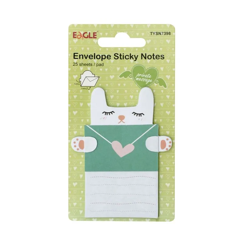Bloco Adesivo Eagle Anotações Modelo Envelope Coelho com 15 Folhas