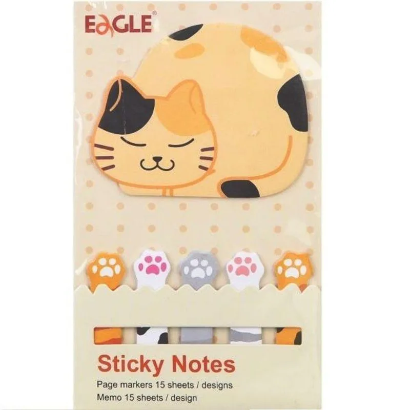 Marcador Pagina Adesivo Gato15 Folhas Multicolors Eagle