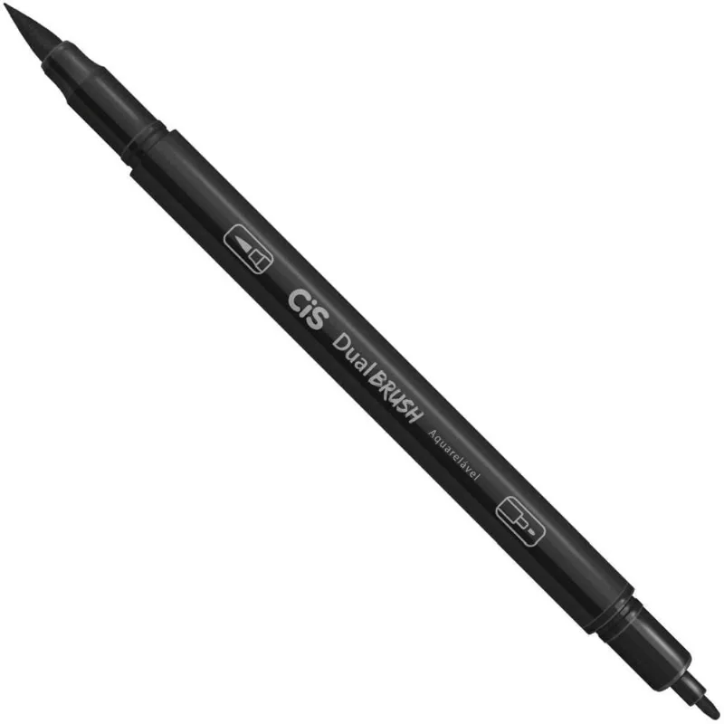 Marcador Dual Brush Aquarelável Preto - Cis