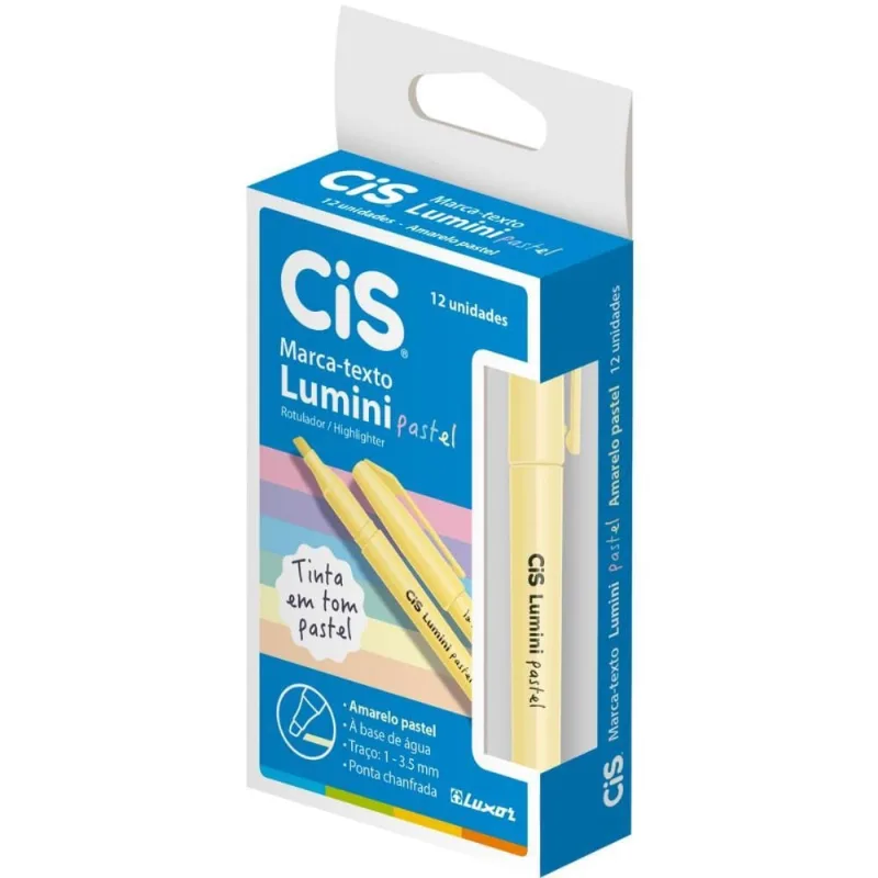 Caneta Marca Texto CIS Lumini Amarelo Pastel