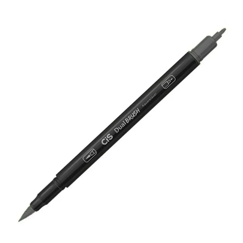 Caneta Pincel Cis Dual Brush Aqua Cinza Escuro - Sertic