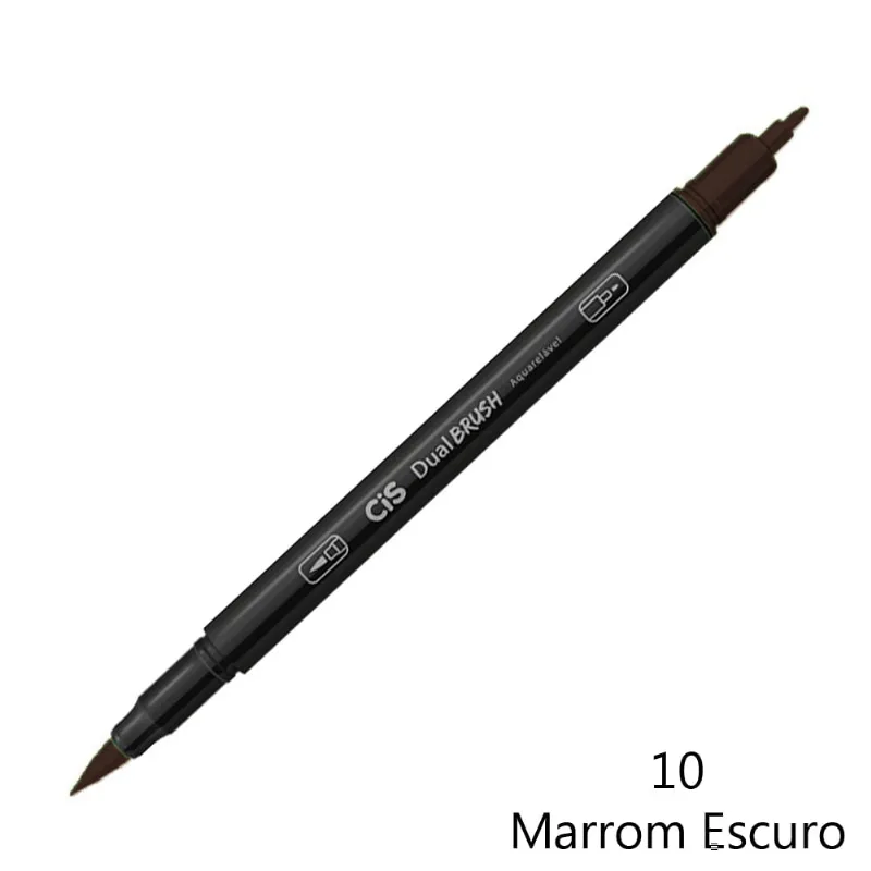 Marcador Dual Brush Aquarelável Marrom Escuro - Cis