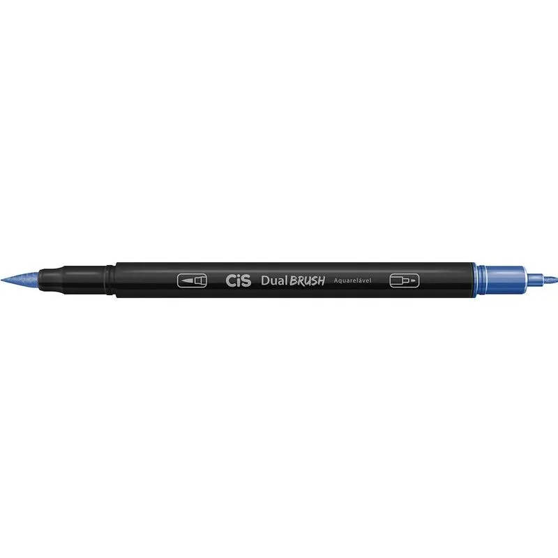 Marcador Ponta Pincel Cis Dual Brush Azul Cobalto Com 10 Unidades