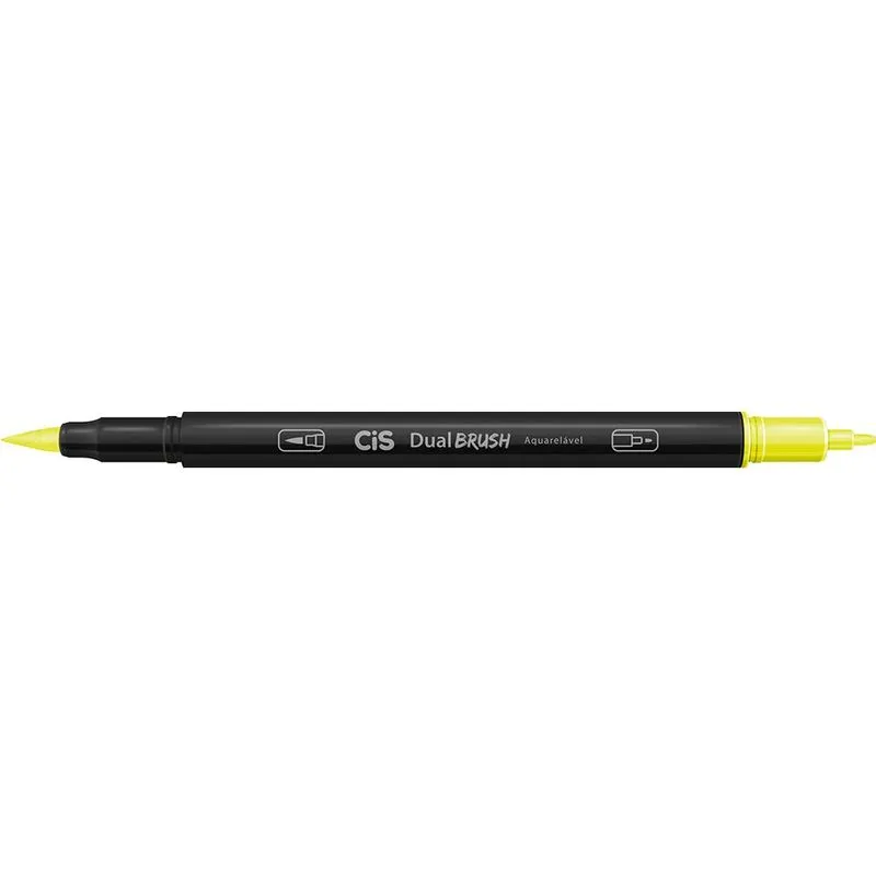 Marcador Ponta Pincel Cis Dual Brush Verde Limão Com 10 Unidades