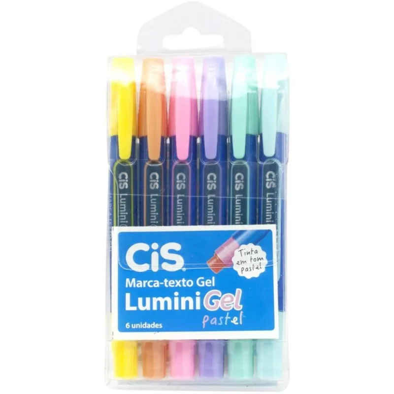 Caneta Marca Texto CIS Lumini GEL Pastel 6CORES