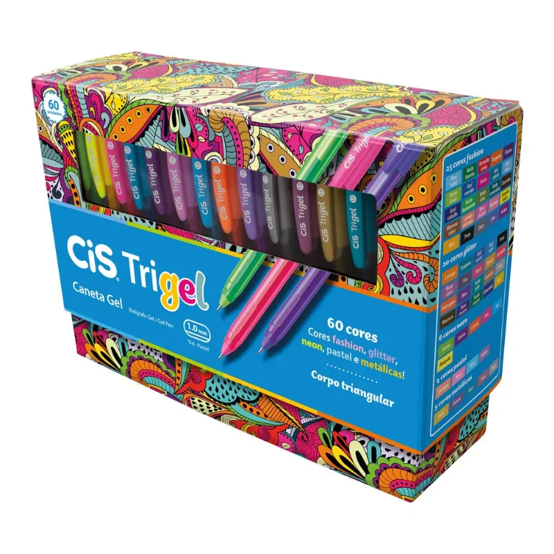 Caneta Gel Trigel CIS 1.0mm 60 Cores Sortidas