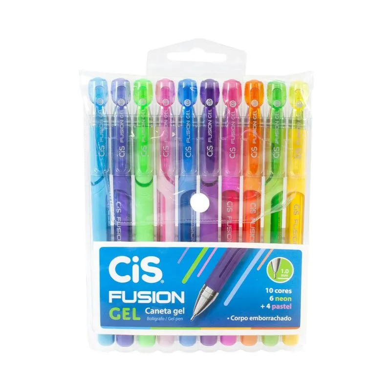 Caneta Gel Cis Fusion Colors 1.0mm com 10 Unidades