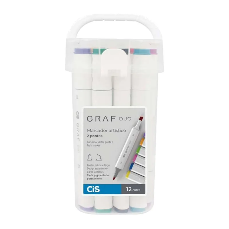 Marcador Artístico Graf Duo CIS 12 Cores Ponta Dupla