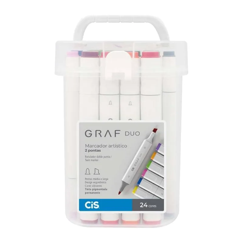 Marcador Artístico Graf Duo CIS 24 Cores Ponta Dupla