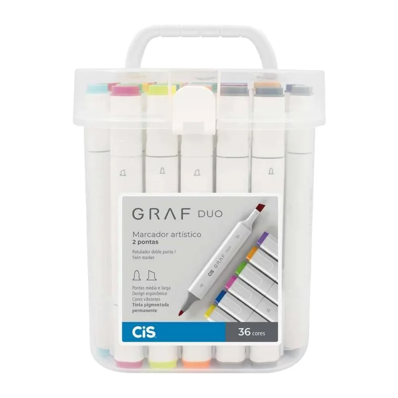Marcador Artístico Graf Duo CIS 36 Cores Ponta Dupla